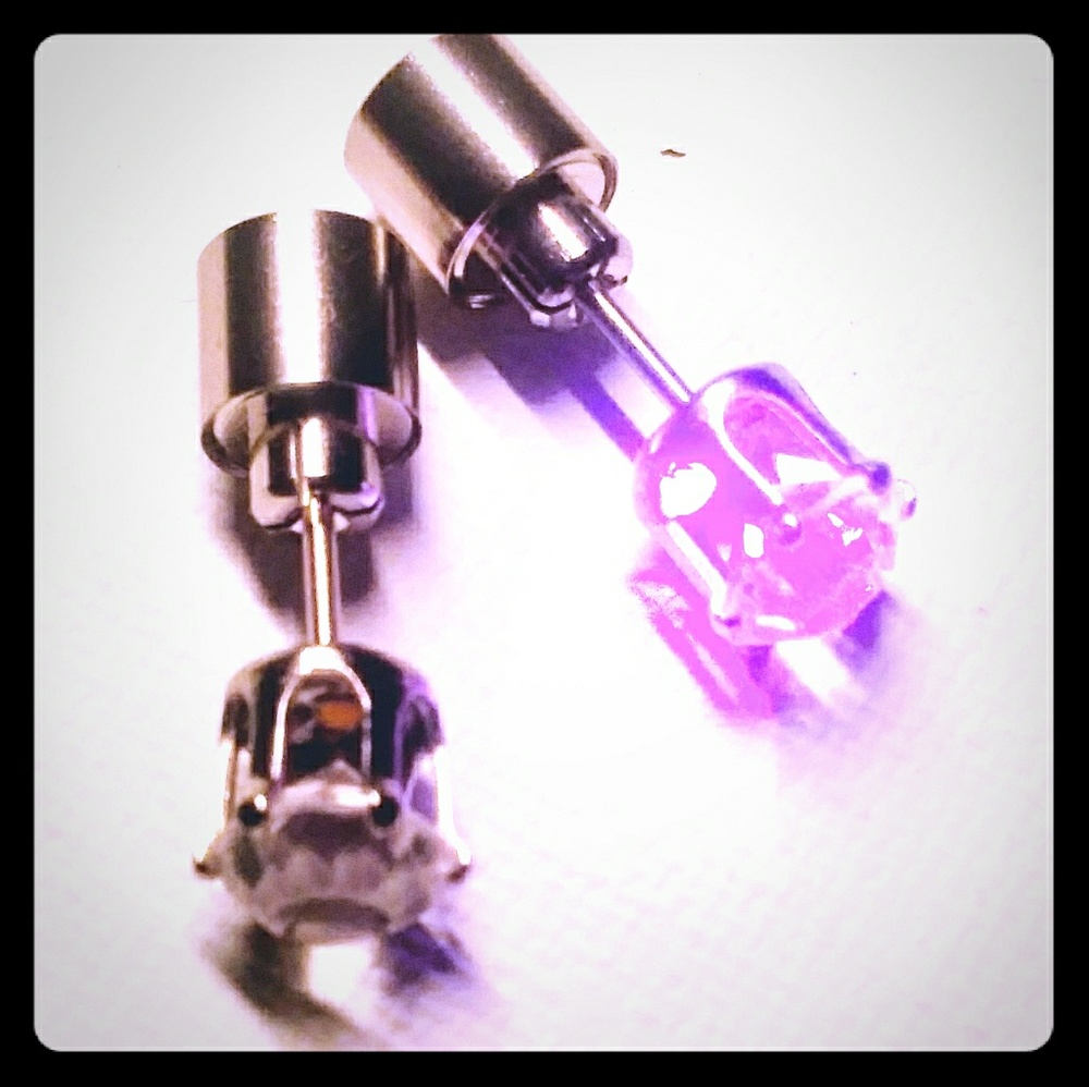 Purple light up silver color earings